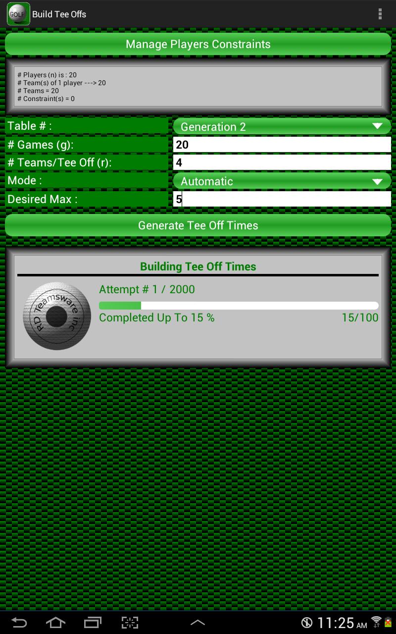 Tee Off Times