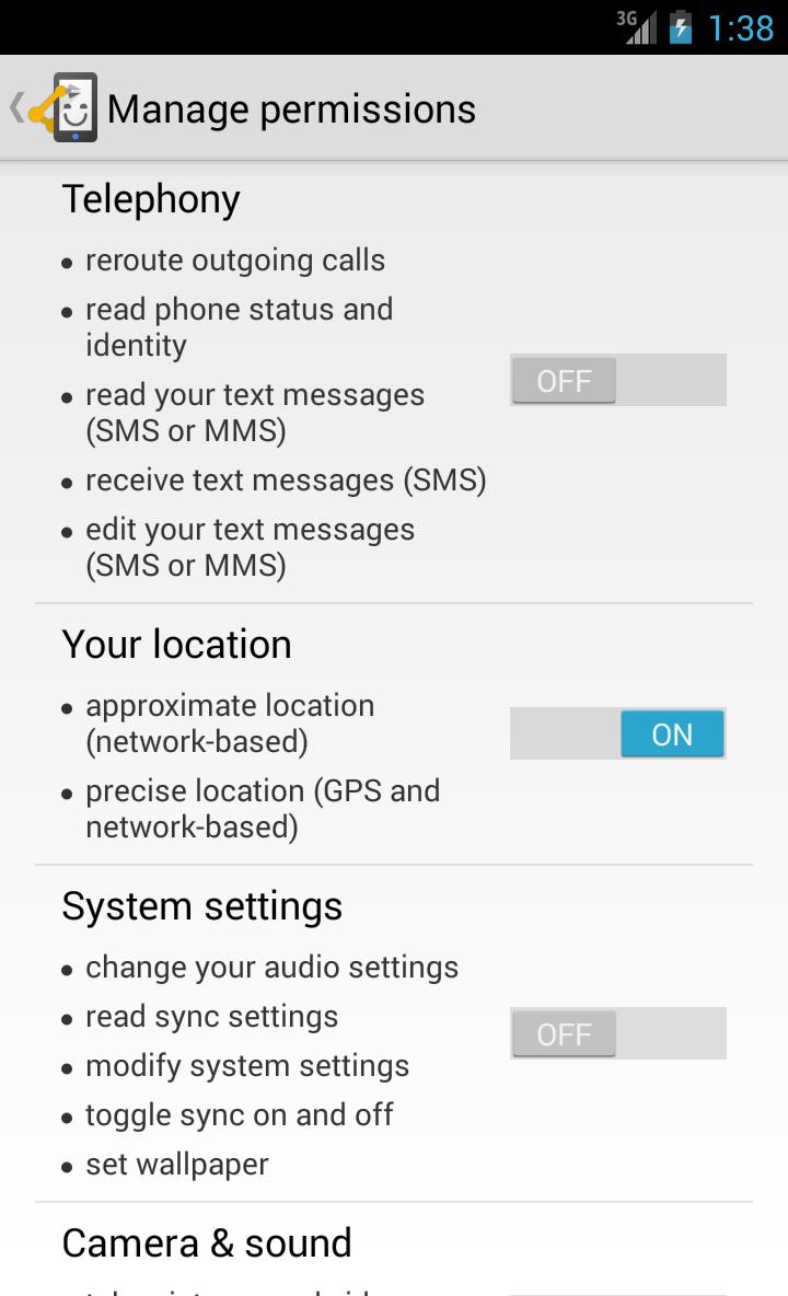 Automate telephony permissions