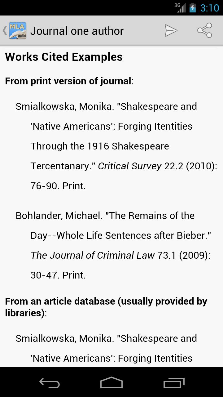 References MLA