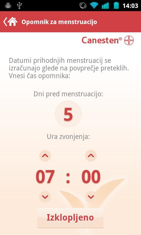 Menstrualni koledar Canesten