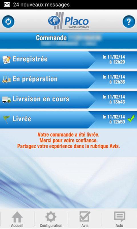 MyPlaco suivi de commande