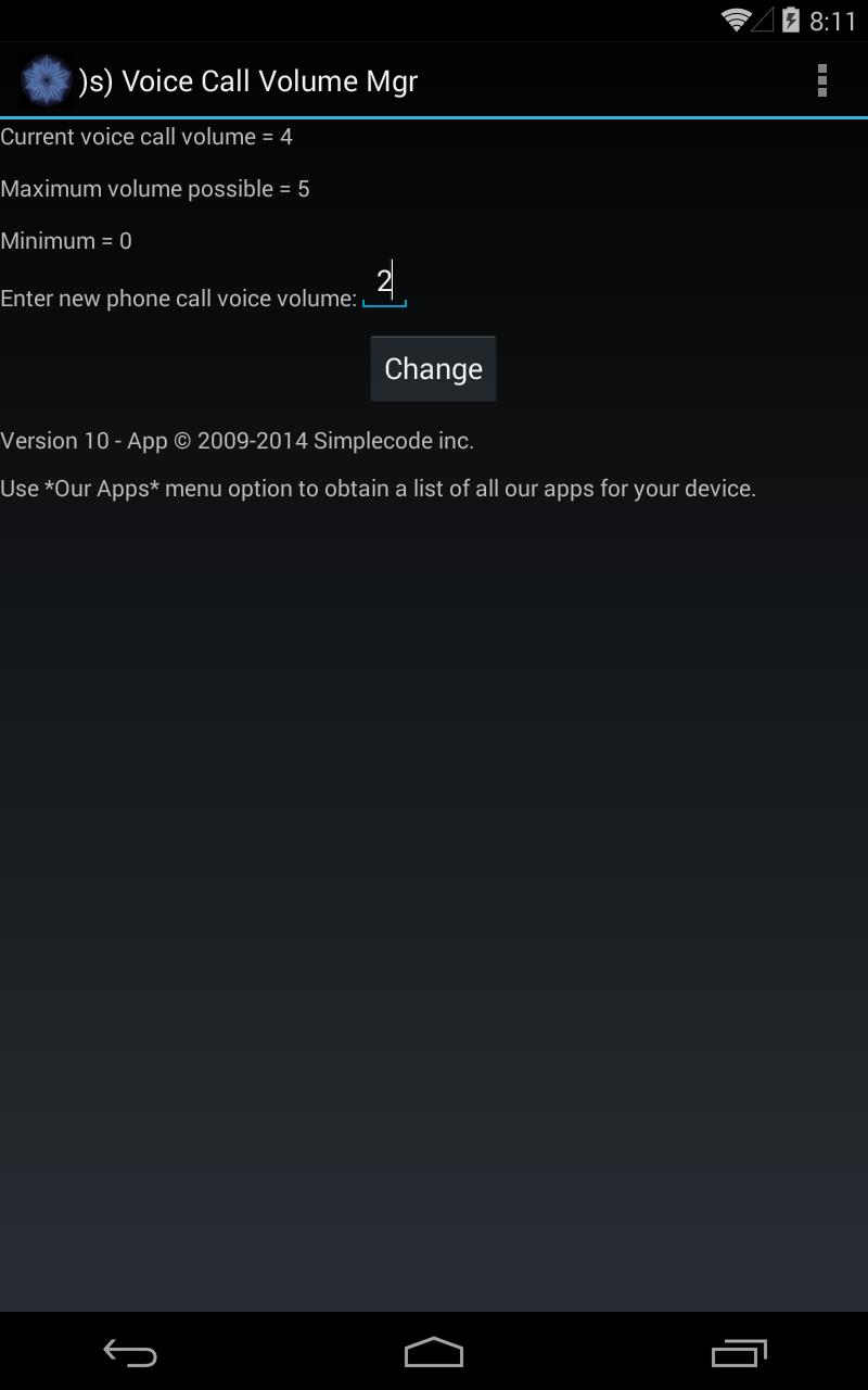 )s) Voice Call Volume Mgr