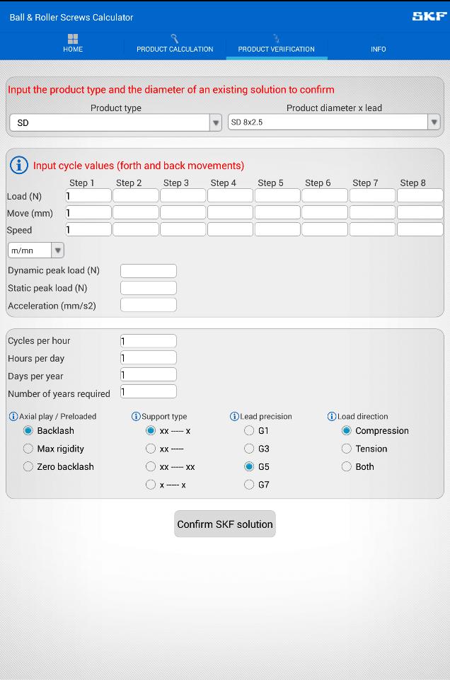 SKF Ball & Roller Screws Calc