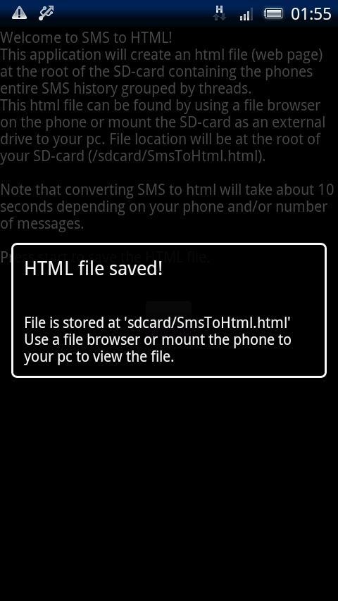 SMS to HTML