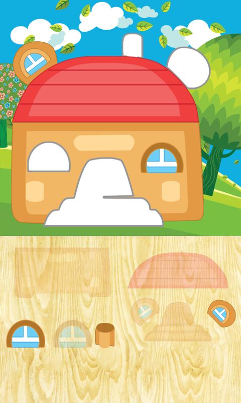 Animated puzzles house animals